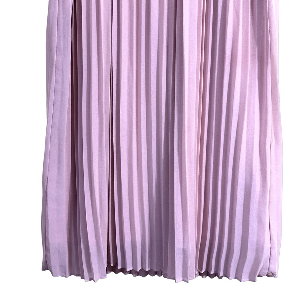 Entro Dusty Rose Pink Lace & Pleated Chiffon Cut Out Sleeveless Dress Size Small - Picture 4 of 14